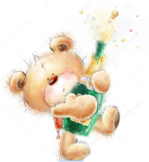 un nounourse qui ouvre une bouteille de champagne!...