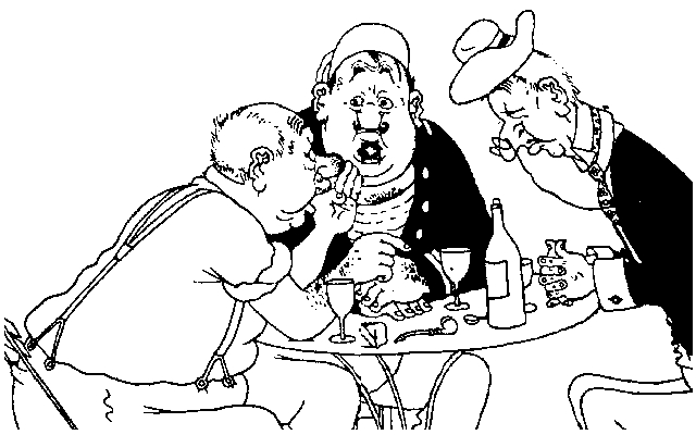 des gens qui fnt des messes basse autour d'une table de bar